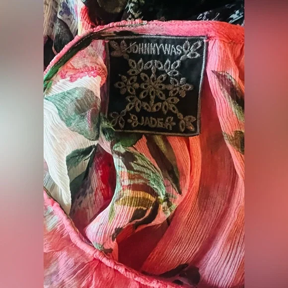 Johnny Was Floral limited edition Silk Button-Down mini dress with slip dress - Picture 5 of 6